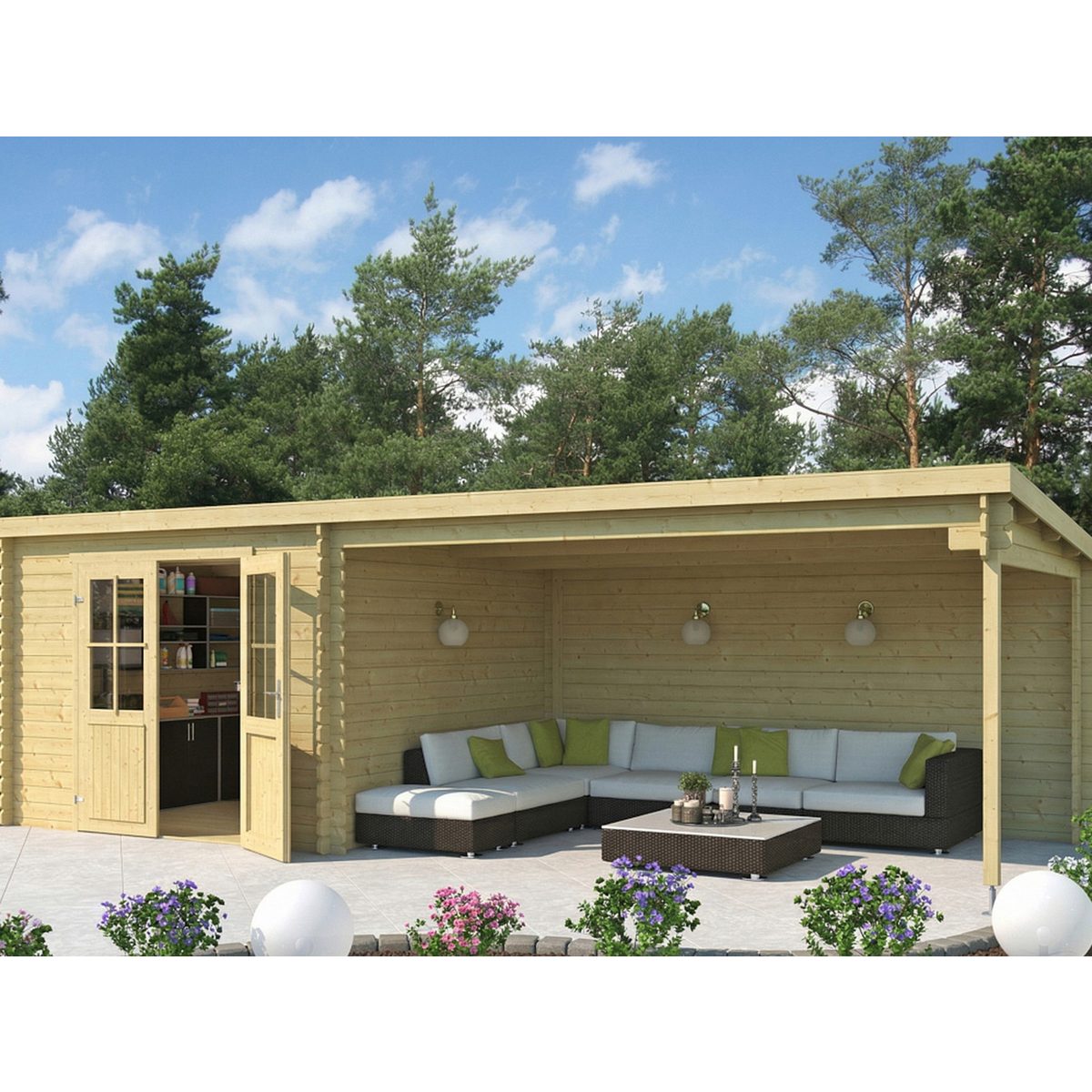 LASITA MAJA Gartenhaus Lasita Gartenhaus mit Anbau St. Louis Exklusiv 695×309 cm 28 mm
