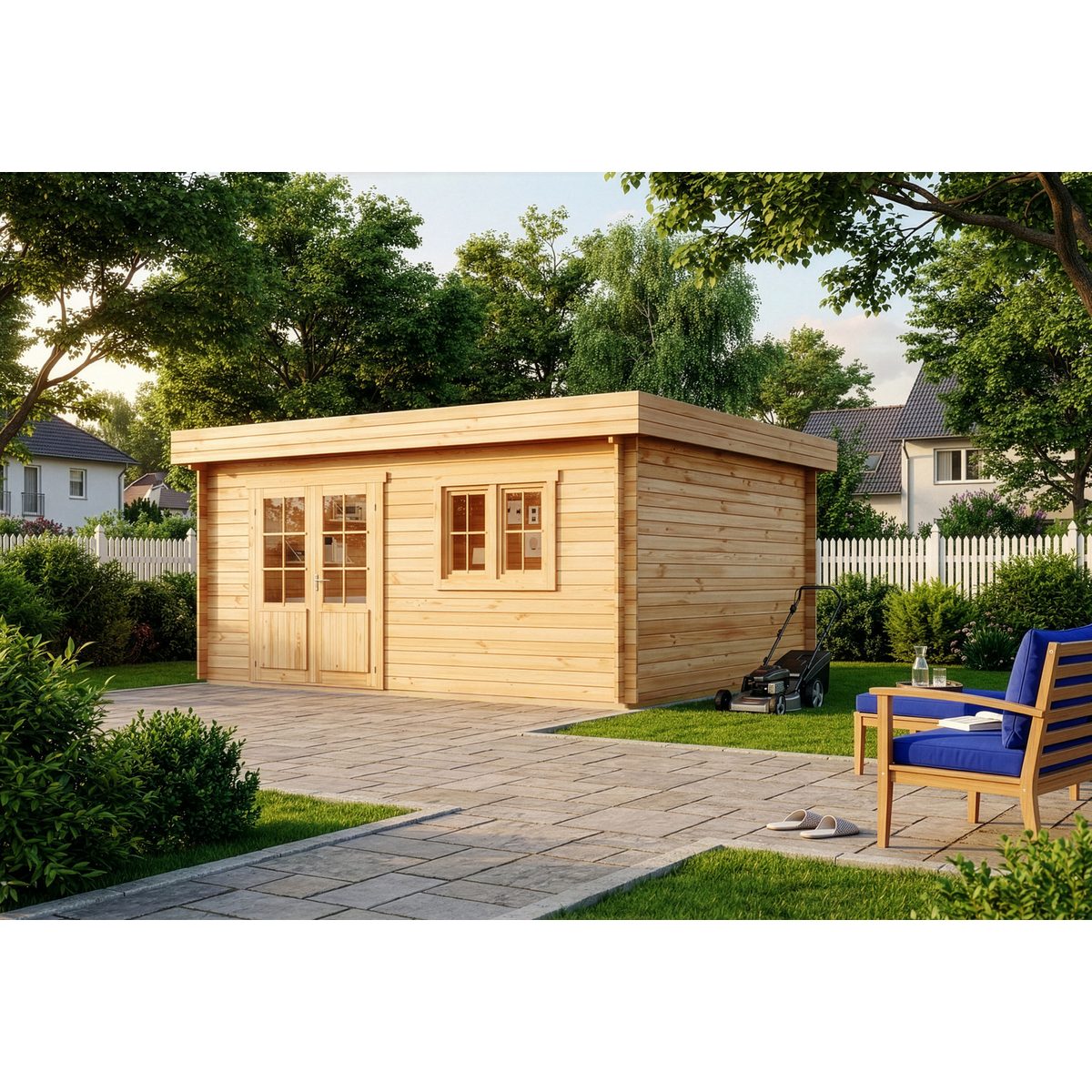 Alpholz Gartenhaus Holz Spree B Natur 28mm Wandstärke