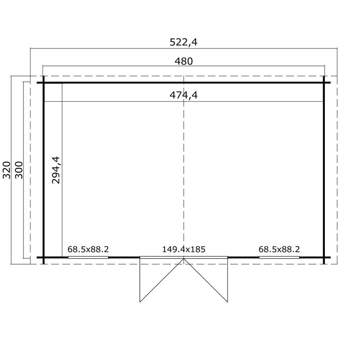BxT: 522x320 cm