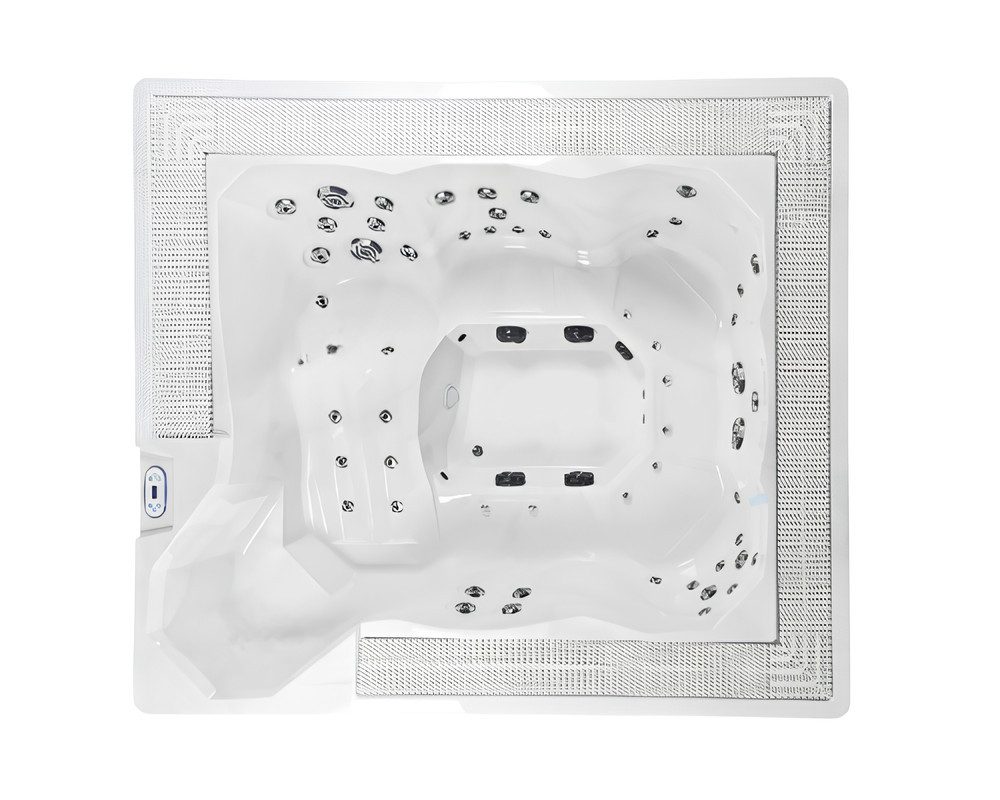 JVmoebel Whirlpool-Badewanne Outdoor Hydromassagewanne aus Acryl in Weiß mit integrierter Heizung