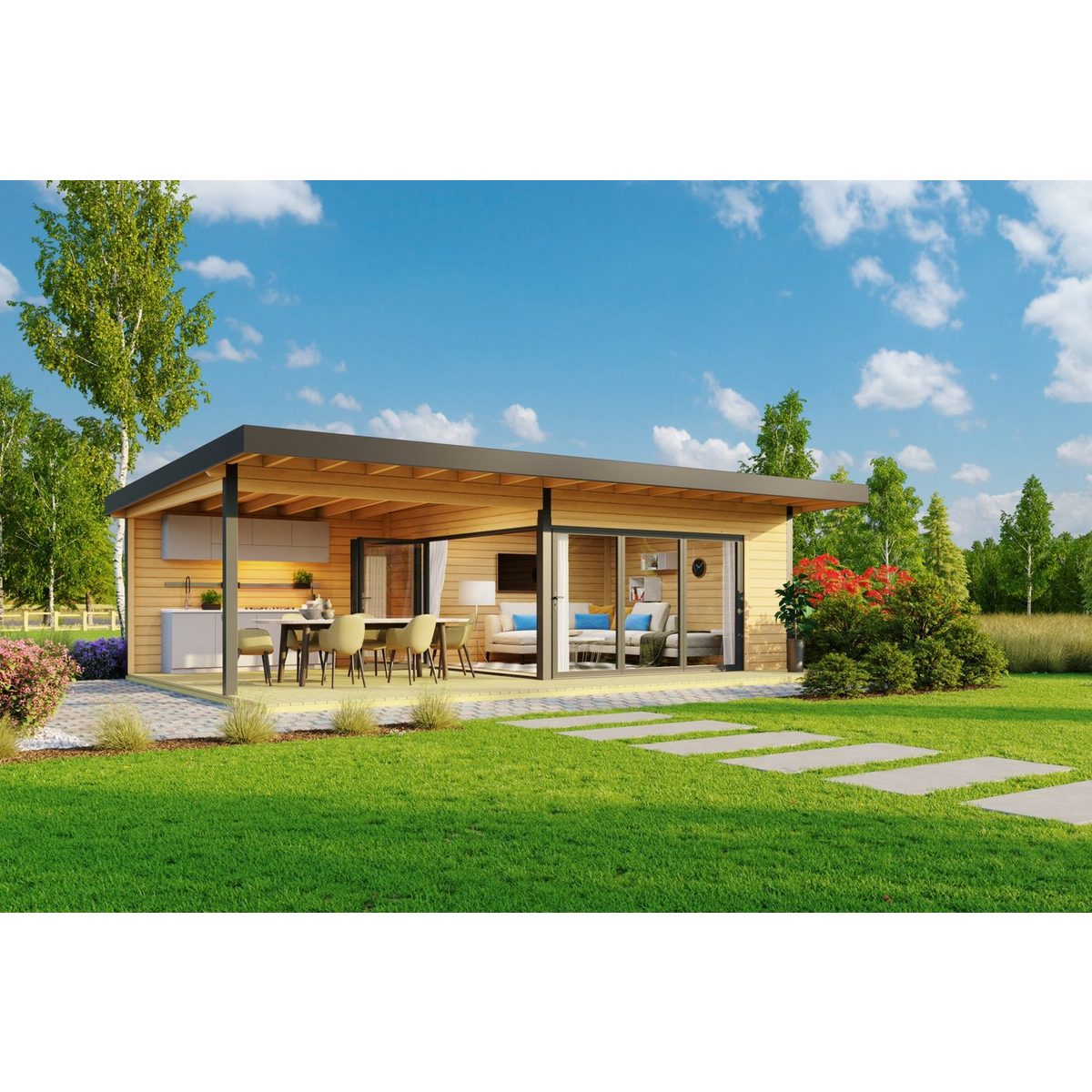 LASITA MAJA Gartenhaus Flachdach Holz Domeo 9