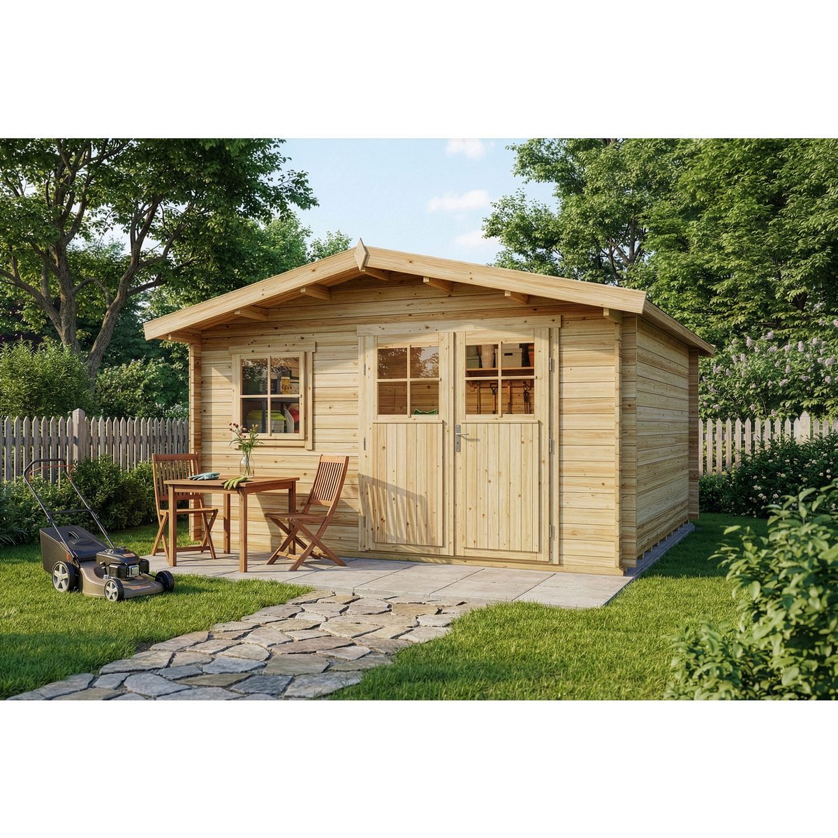 Alpholz Gartenhaus Holz Valeria Natur Inkl. Boden 28mm Wandstärke