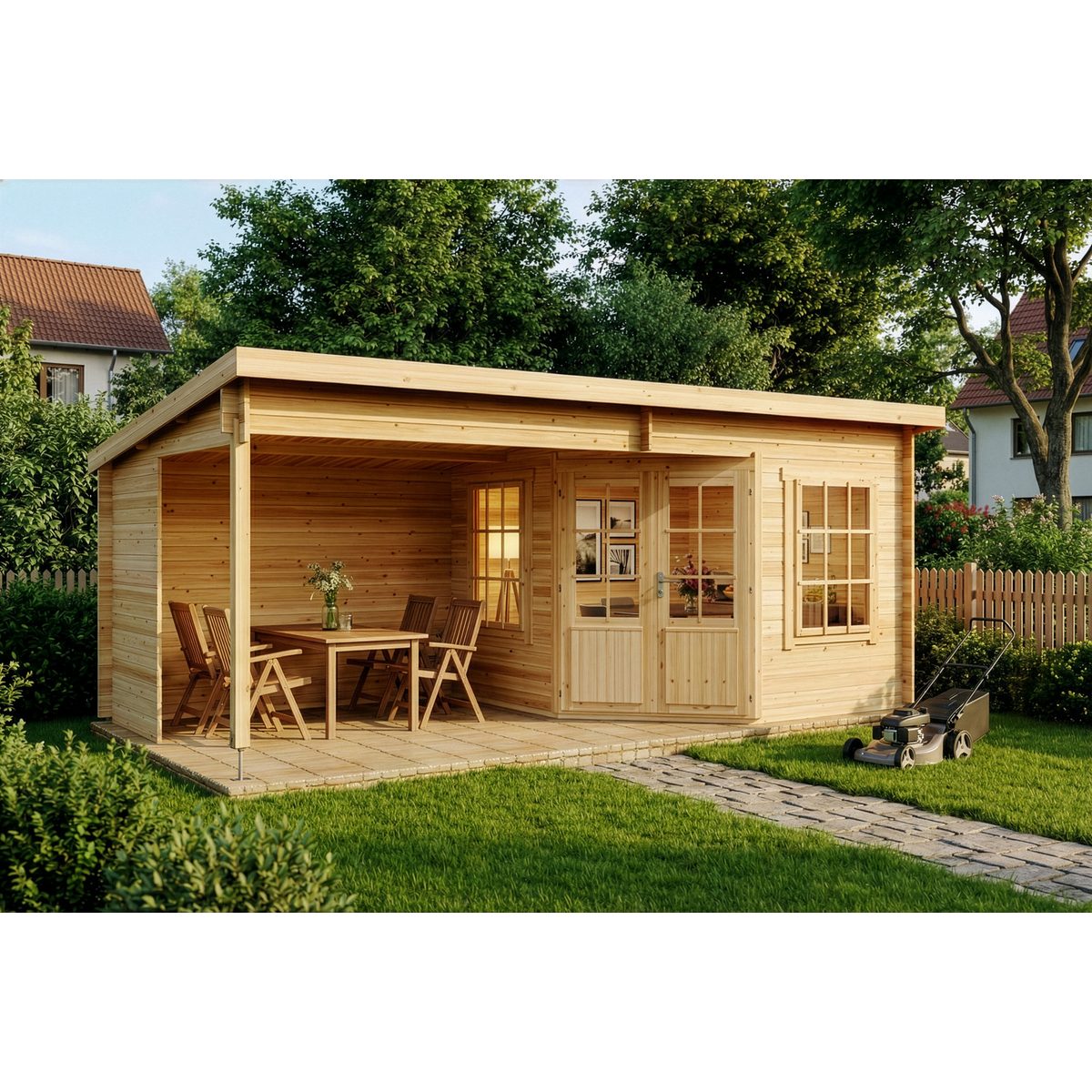 Alpholz Gartenhaus Holz Carl Natur 28mm Wandstärke