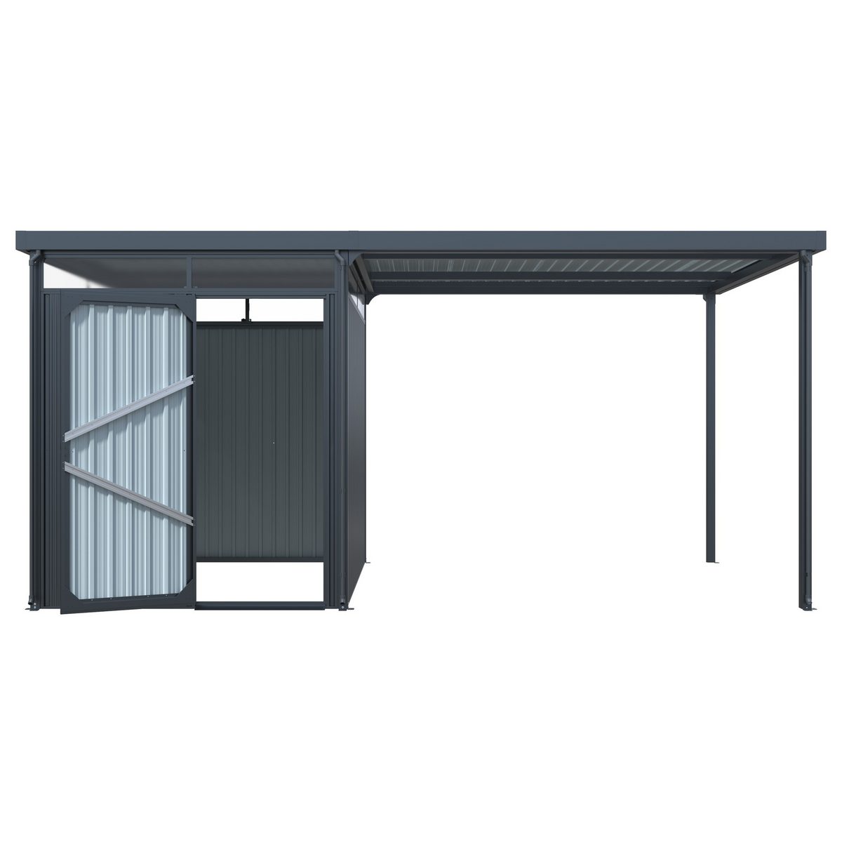 Kombi-Set aus Geräteschuppen und Überdachung