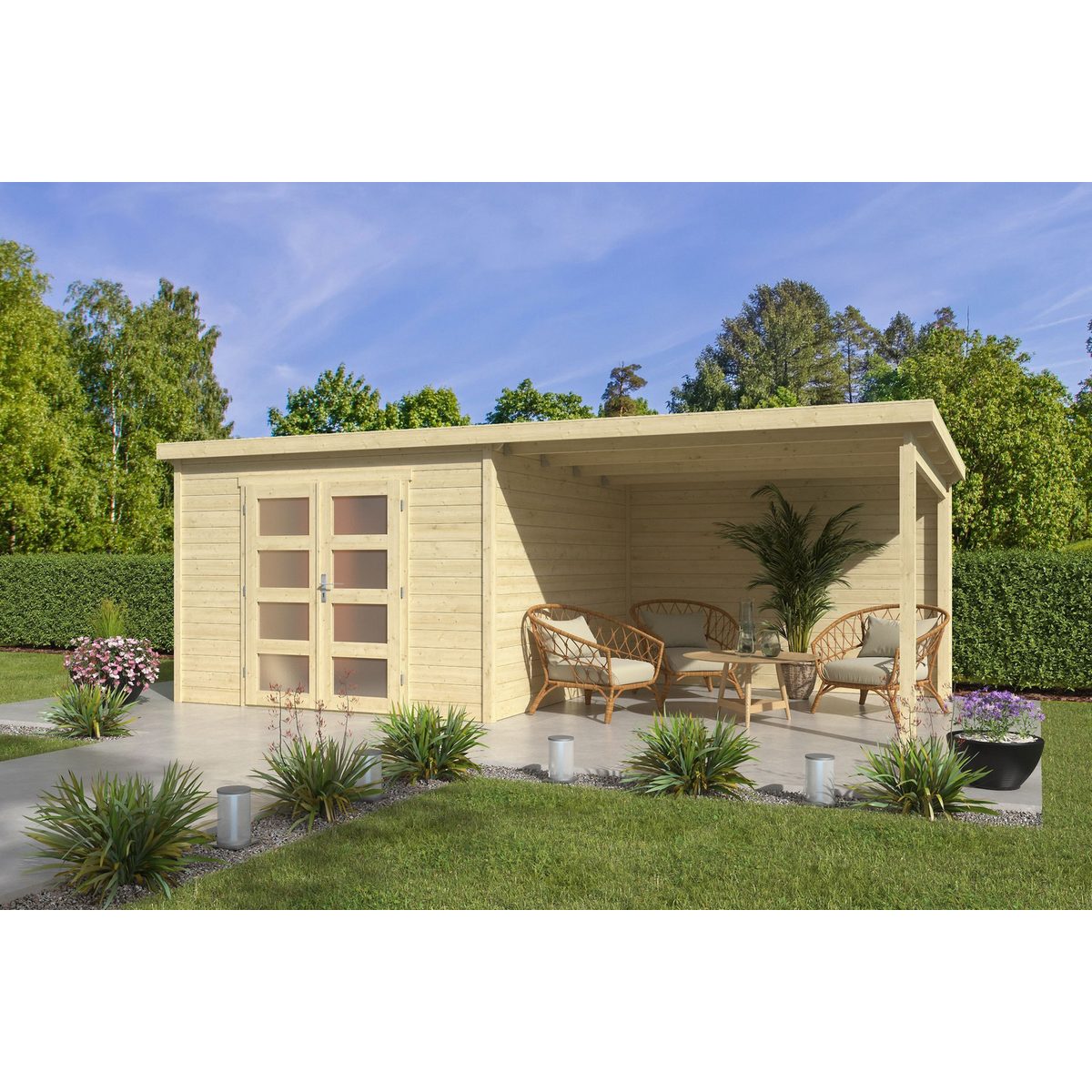 Fjordholz Gartenhaus Ella 28-C mit Anbau