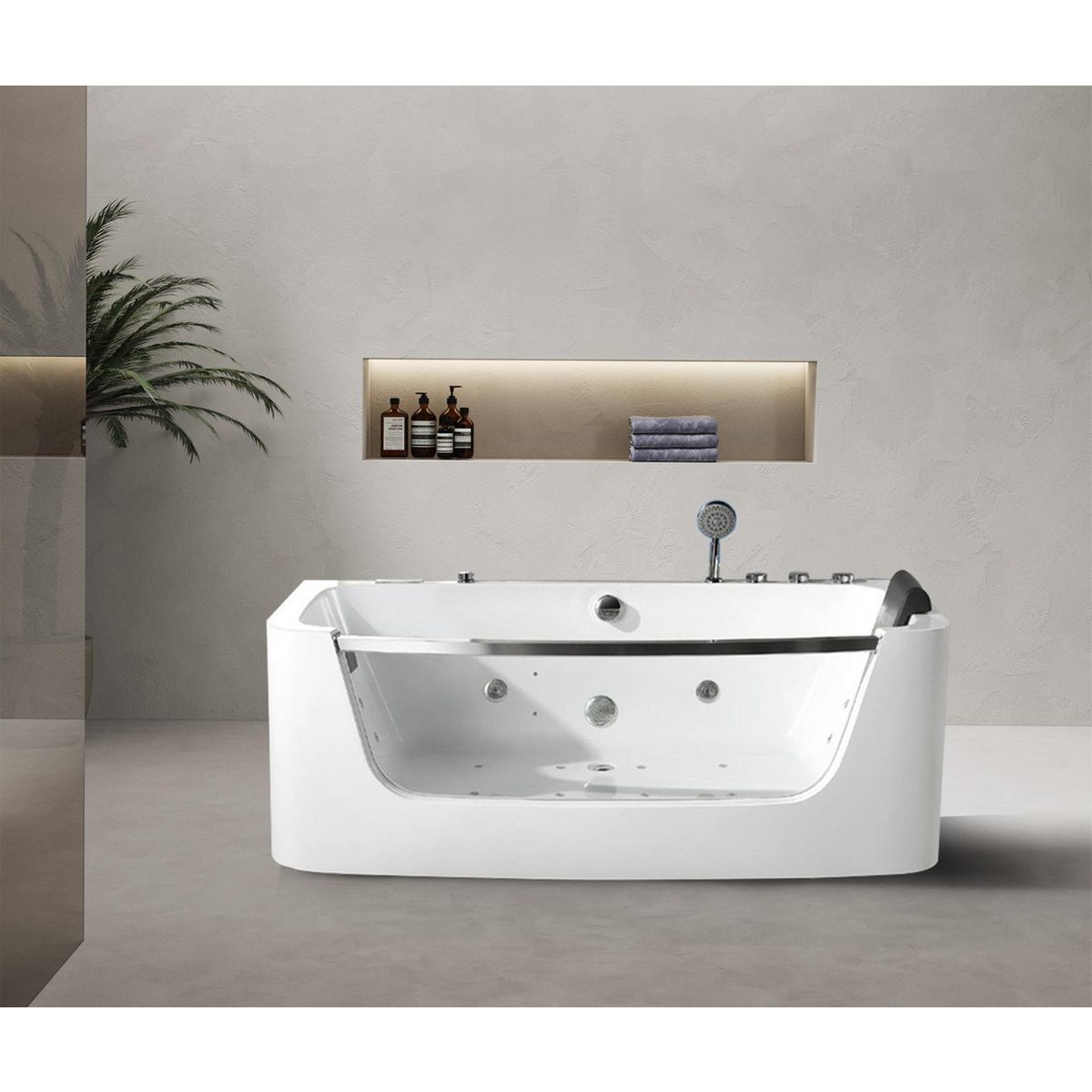 Xlmoebel Whirlpool Luxus Badewanne mit Glasfront und Whirlpool-Funktion