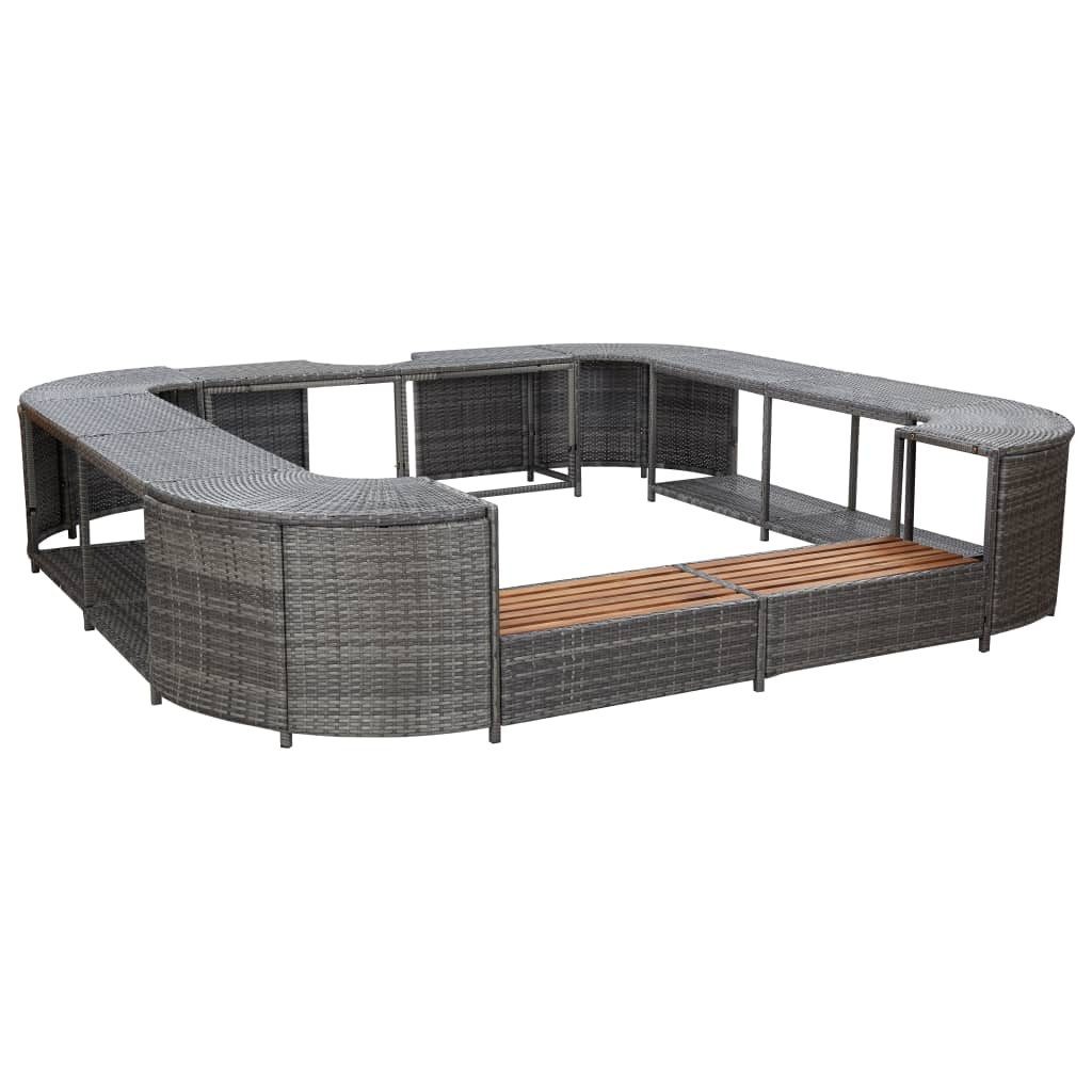 vidaXL Whirlpool NA Whirlpool-Umrandung Quadratisch Grau 268x268x55 cm Polyrattan