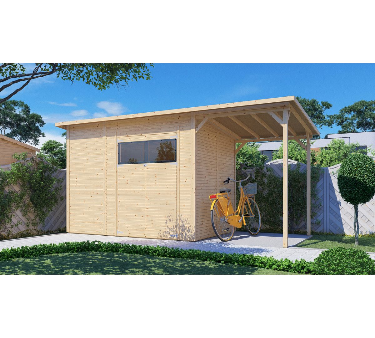 BERTILO Gartenhaus Pent Modern 4 Plus naturbelassen