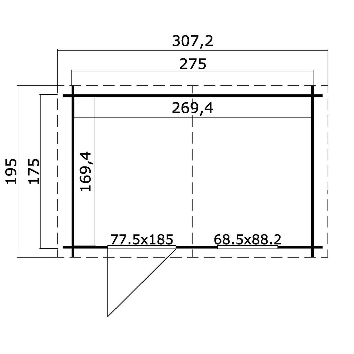 BxT: 307x195 cm