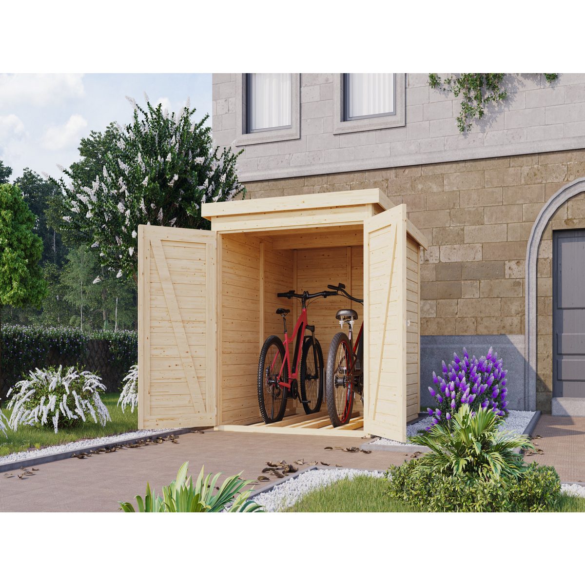 Karibu Gartenhaus Bikebox Fahrradgarage 3 19 mm naturbelassen