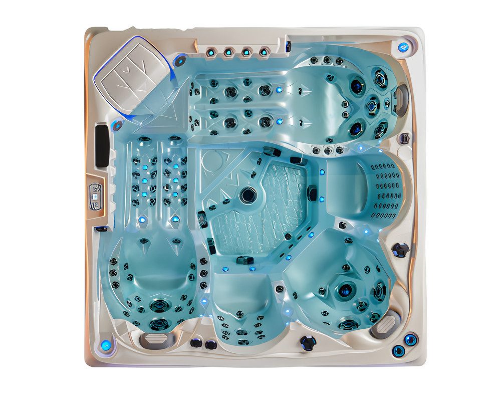 JVmoebel Whirlpool-Badewanne Hydromassage Außenwhirlpool Grau Acryl für Garten und Terrasse