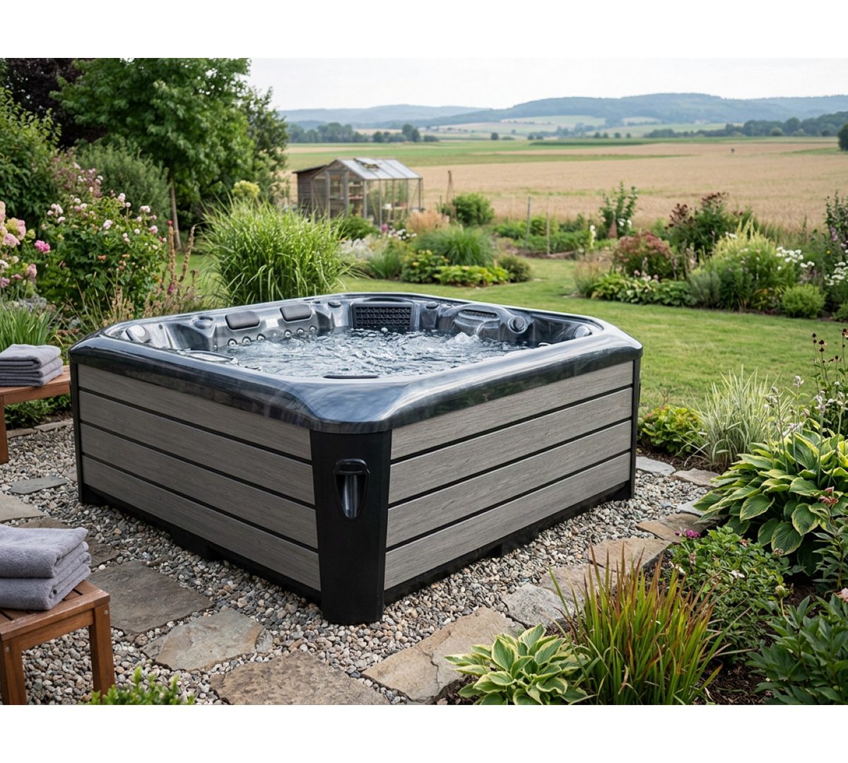 SPA Kompagniet Whirlpool Scandinavic Wood Art "St. Pauli" Outdoor Whirlpool 8P 112 Düsen