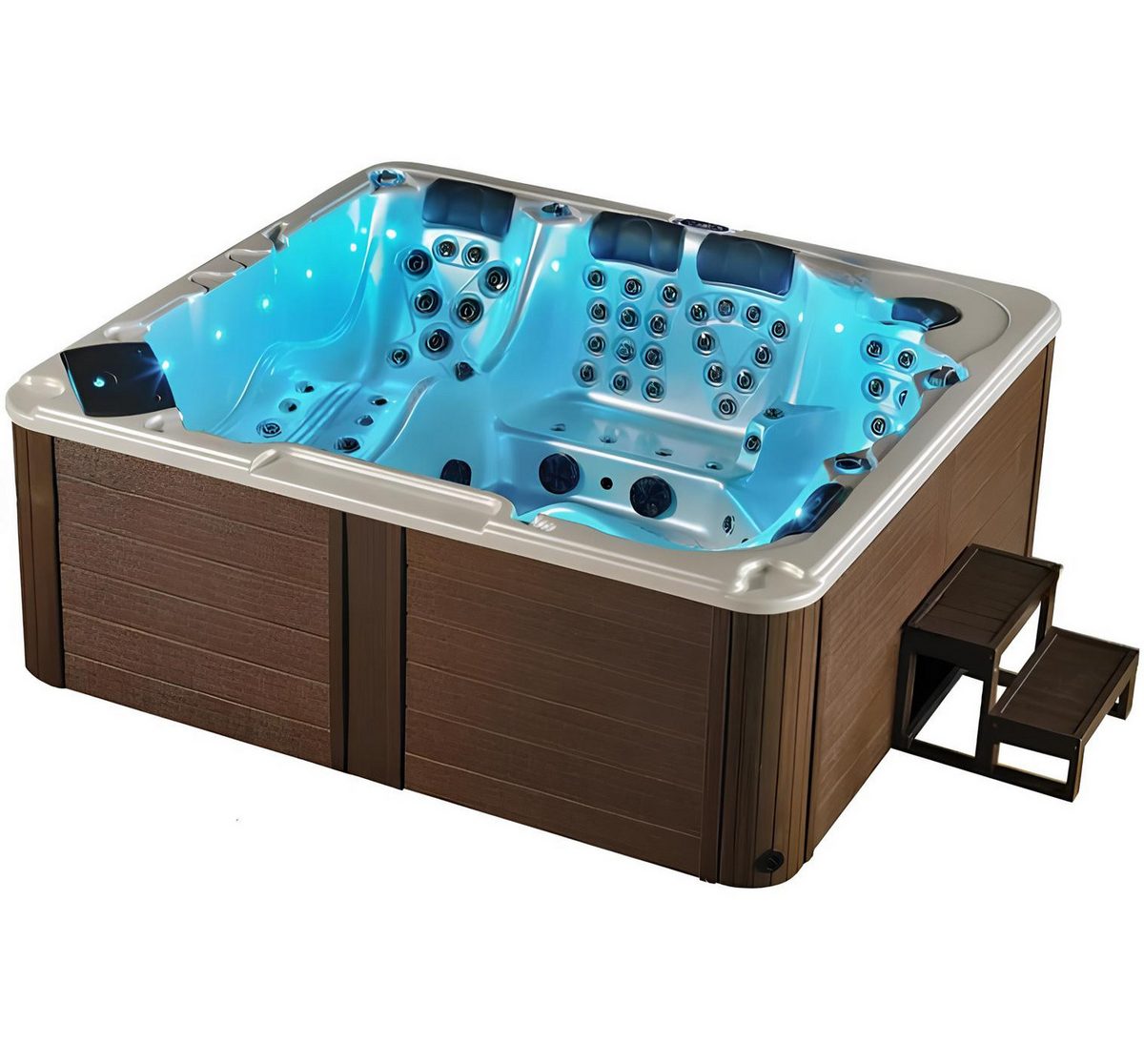 JVmoebel Whirlpool-Badewanne Hot Tub Spa Whirlwanne Silber Acryl mit Hydromassagefunktion