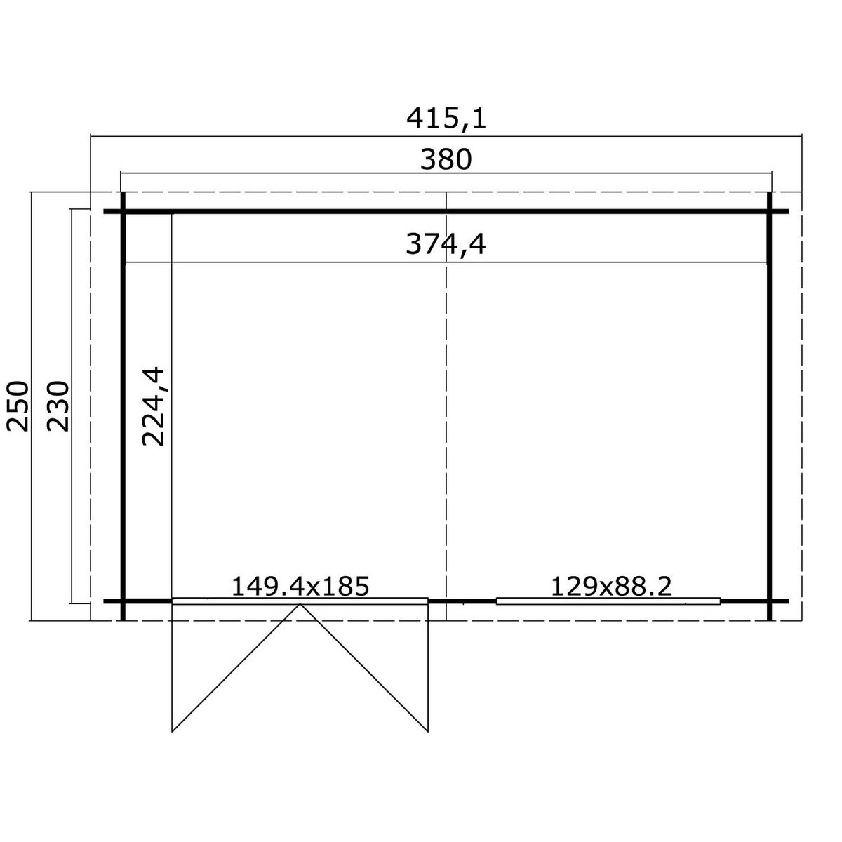 BxT: 415x250 cm