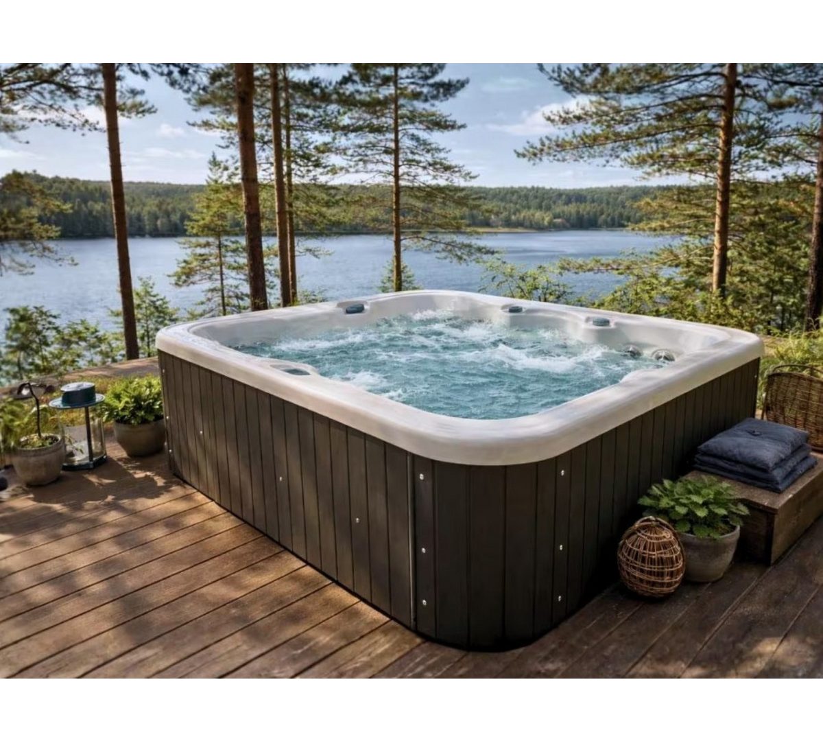 SPA Kompagniet Whirlpool Scandinavic Wood Art "Bahamas" Outdoor Whirlpool 4P Liegeplatz 209×185