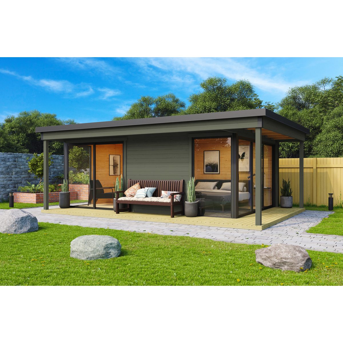 Nordic Holz Gartenhaus DOMEO 3 LOGGIA