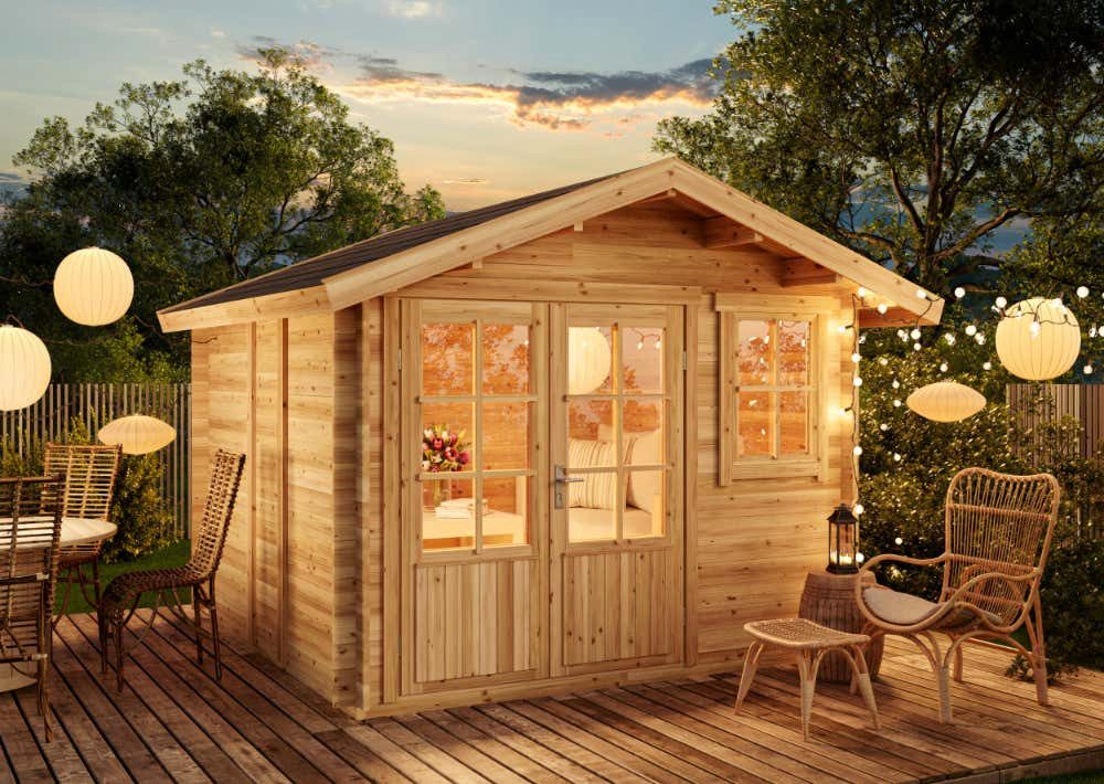 Alpholz Gartenhaus Holz Palermo Natur Inkl. Boden 28mm Wandstärke