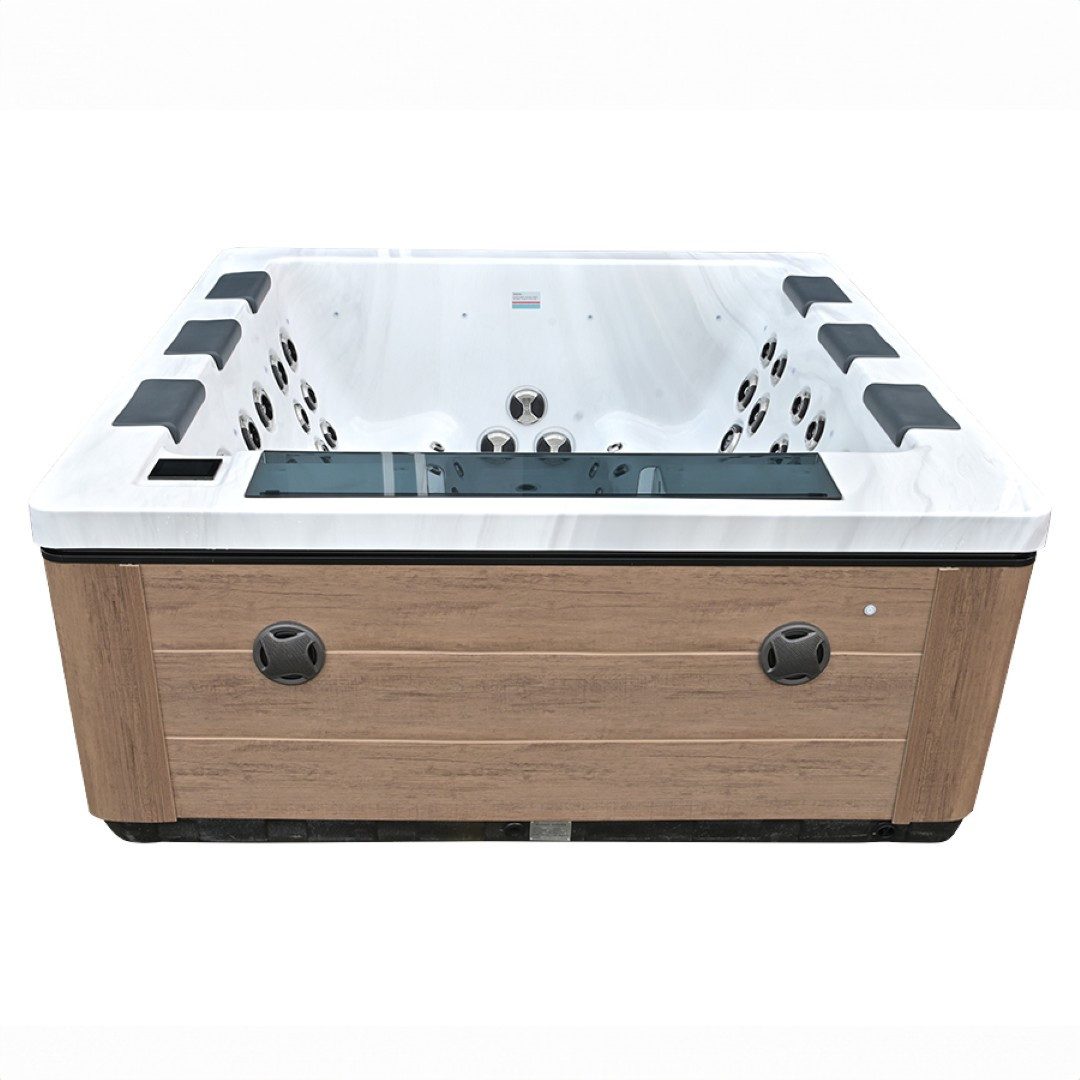 SPA Kompagniet Whirlpool Scandinavic Wood Art "Amrum" Outdoor Whirlpool 6P beleuchtete Düsen