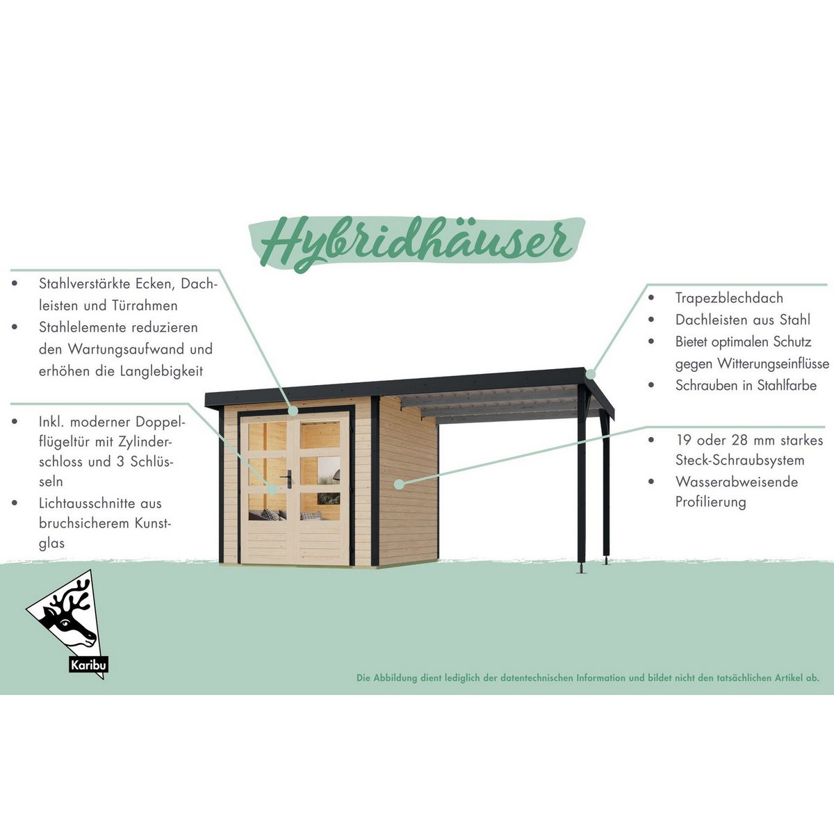 Gartenhaus Hollywood XXL mit Anbaudach Gartenhaus Hollywood XXL mit Anbaudach