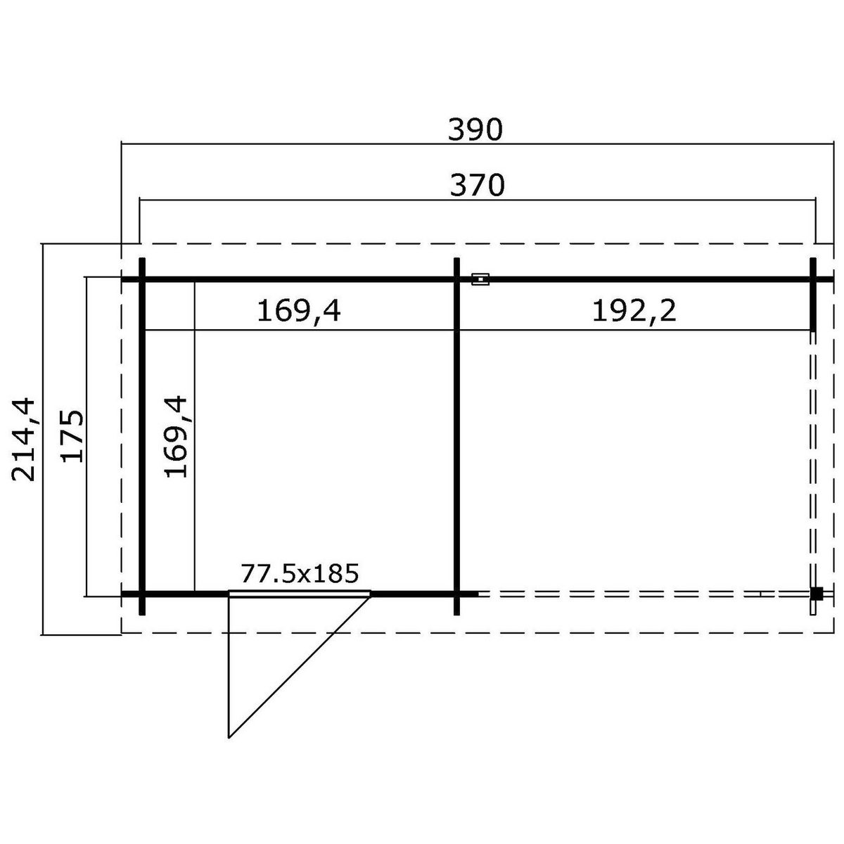 BxT: 390x195 cm