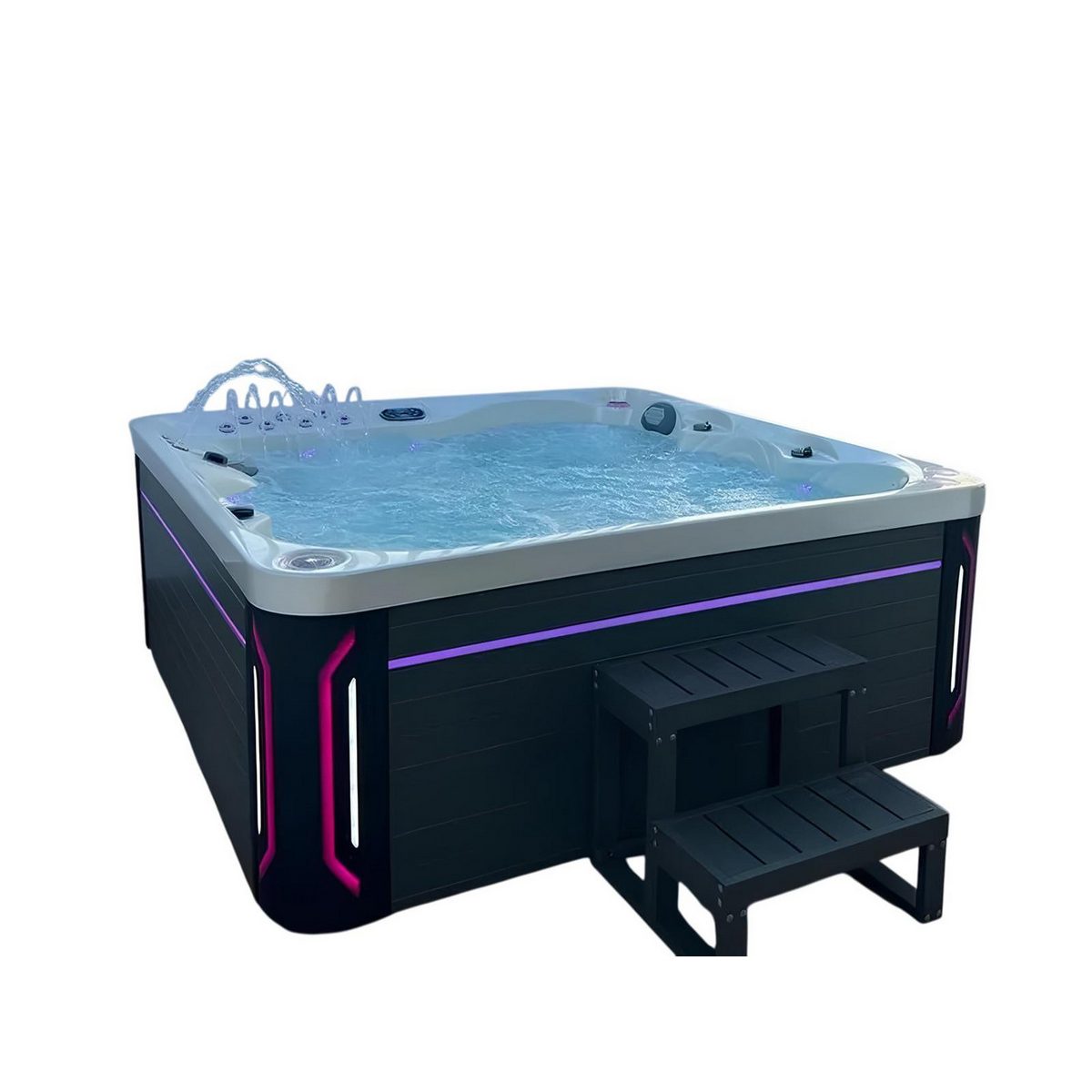 JVmoebel Whirlpool-Badewanne Relaxpool Sprudelbad Weiß - Outdoor Hydromassagewanne mit Düsen