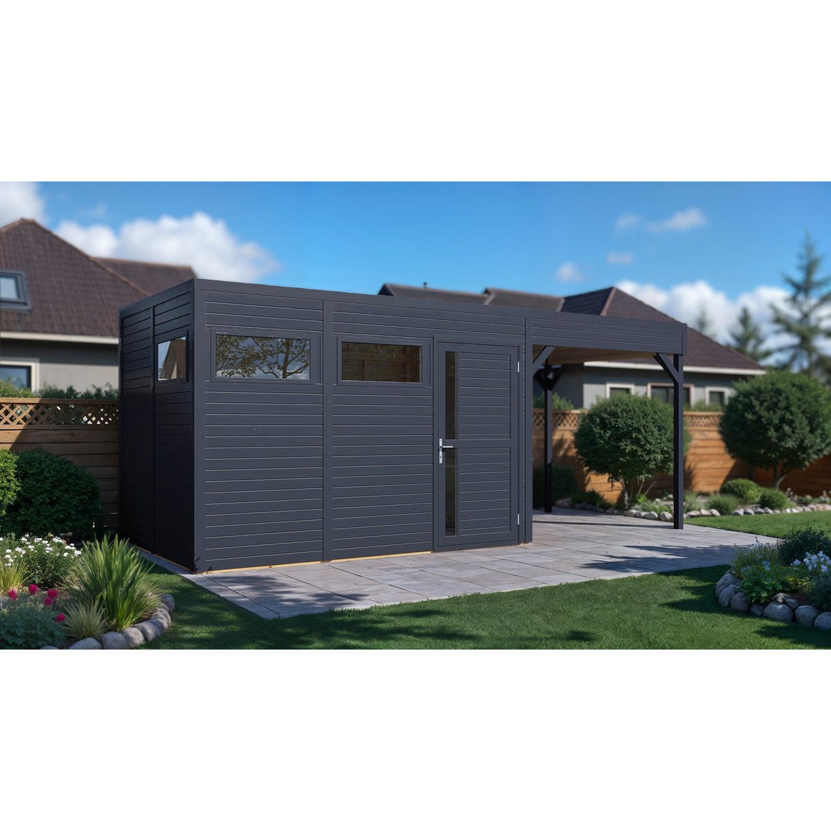 BERTILO Gartenhaus Cubus 3 Lounge anthrazit