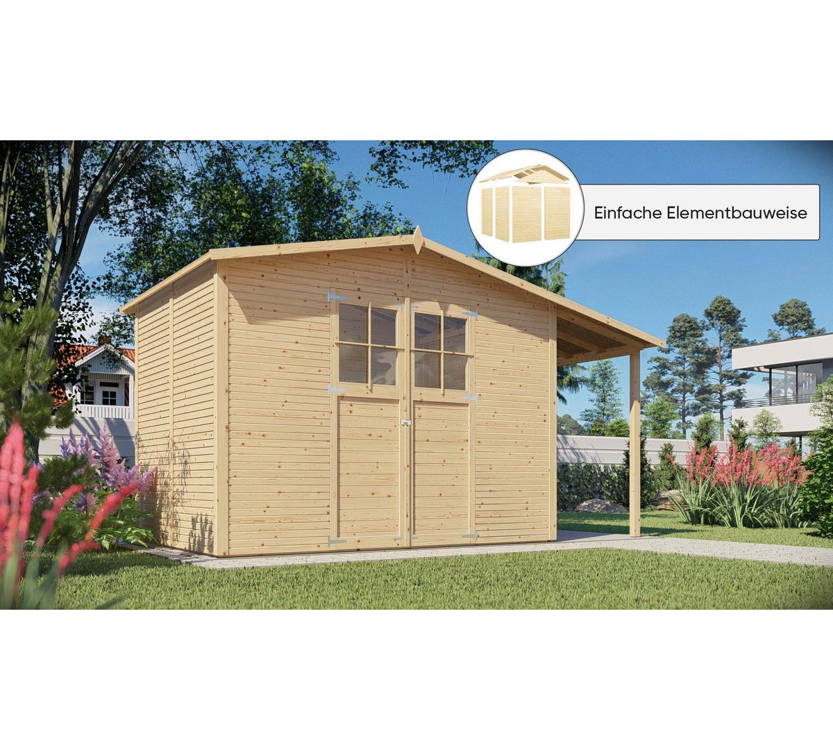 KONIFERA Gartenhaus Alto 4 PLUS Fineline Satteldach