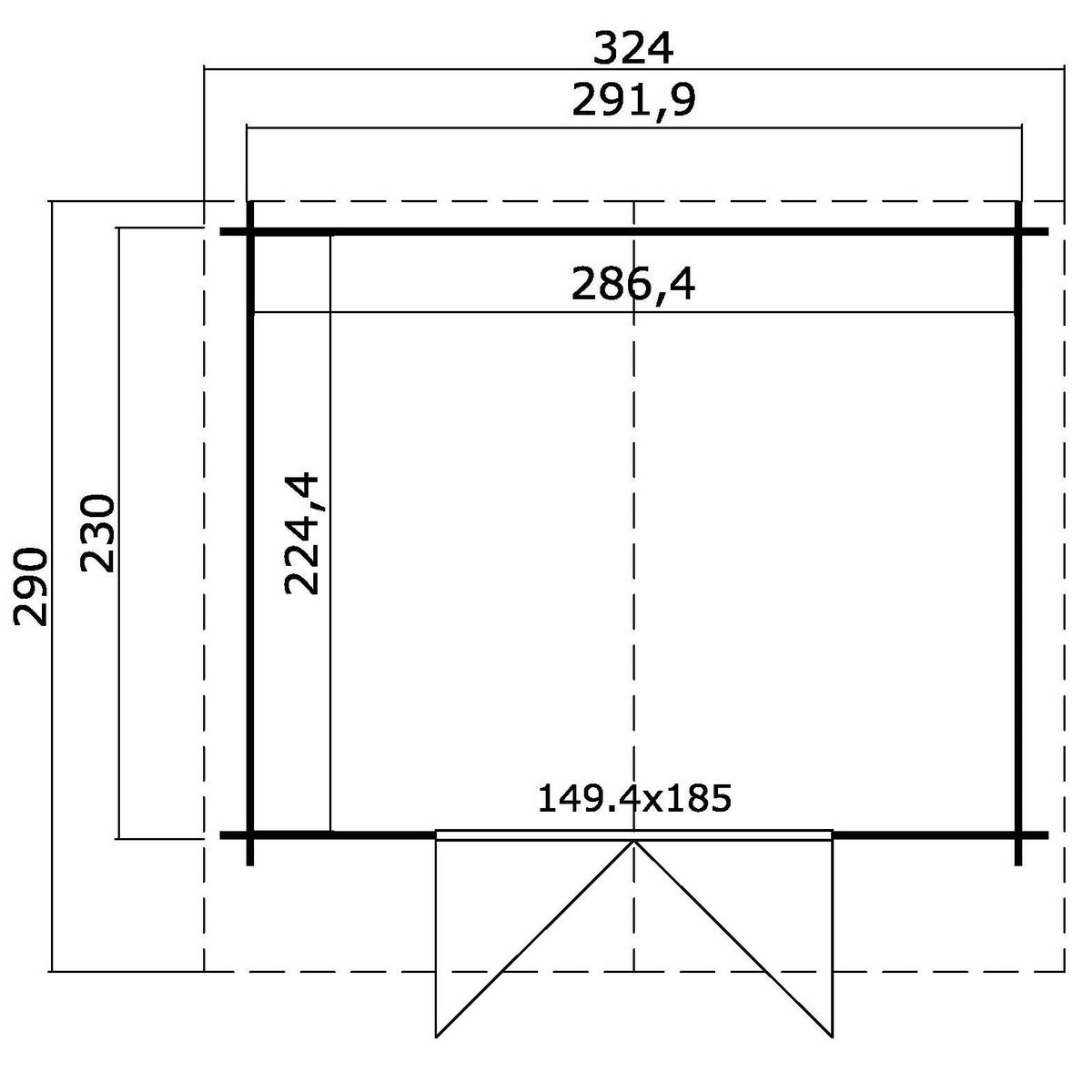 BxT: 324x290 cm