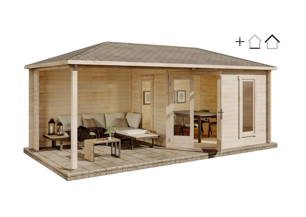Alpholz Gartenhaus Holz Set - 5-Eck Liwa Natur Inkl. Boden & Dacheind.