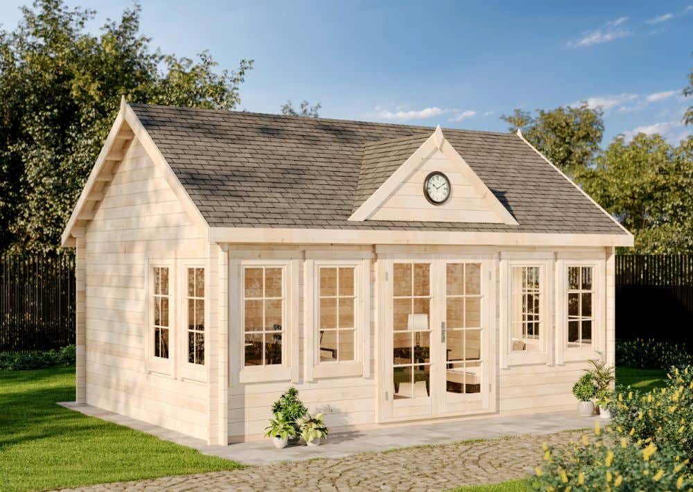 Alpholz Gartenhaus Holz CLOCKHOUSE® XL Natur 44mm Wandstärke
