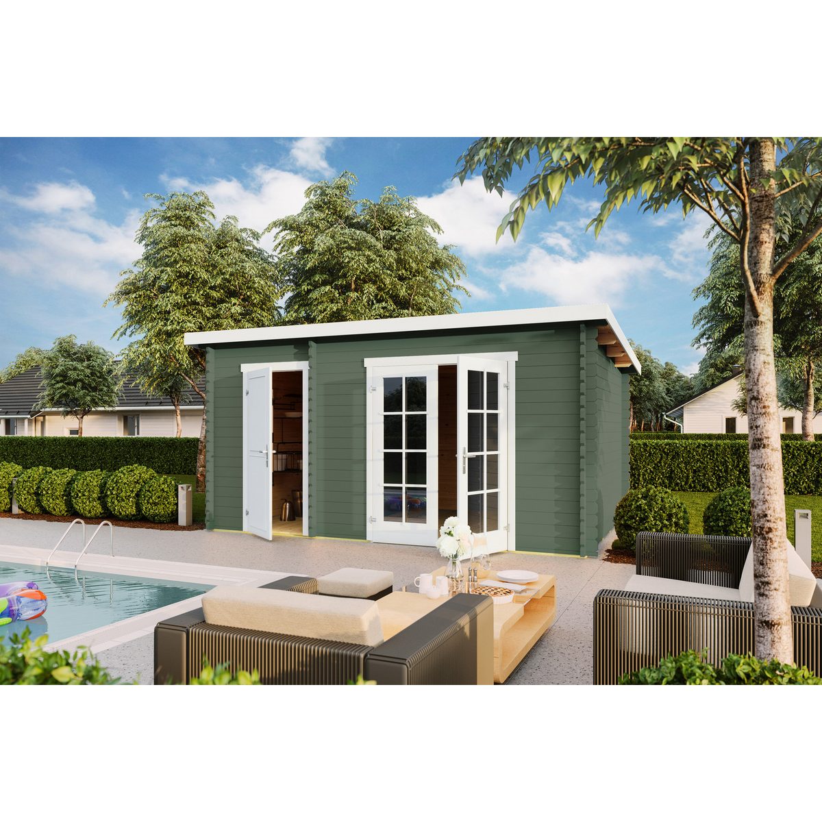 Nordic Holz Gartenhaus 2-Raum Haus Belmont