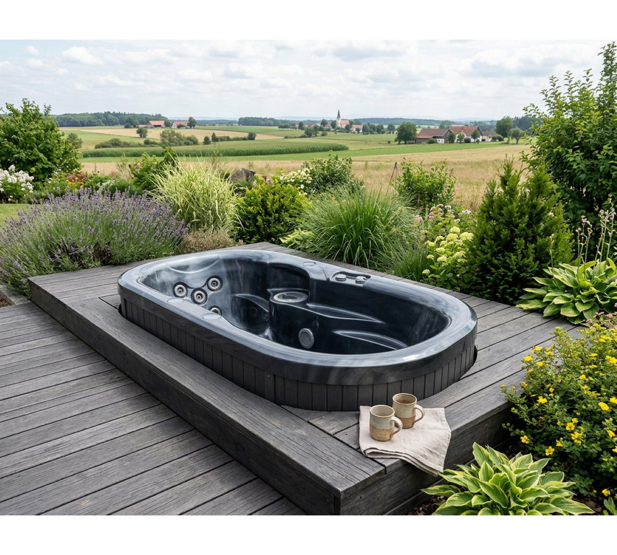 SPA Kompagniet Whirlpool Scandinavic Wood Art "Hiddensee" Outdoor Whirlpool 2P kompakt 210×110