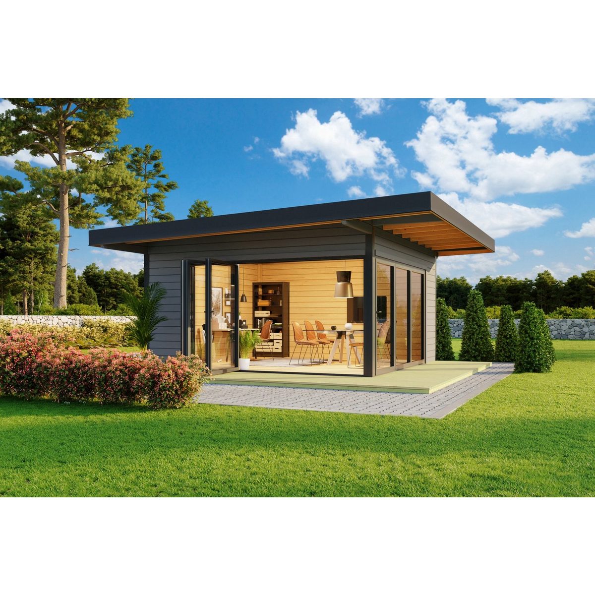 LASITA MAJA Gartenhaus Flachdach 5x5m Holz Domeo 9