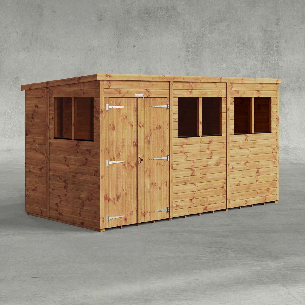 Powersheds Gartenhaus mit Pultdach aus Nut- und Feder Vollholz mit Doppeltür