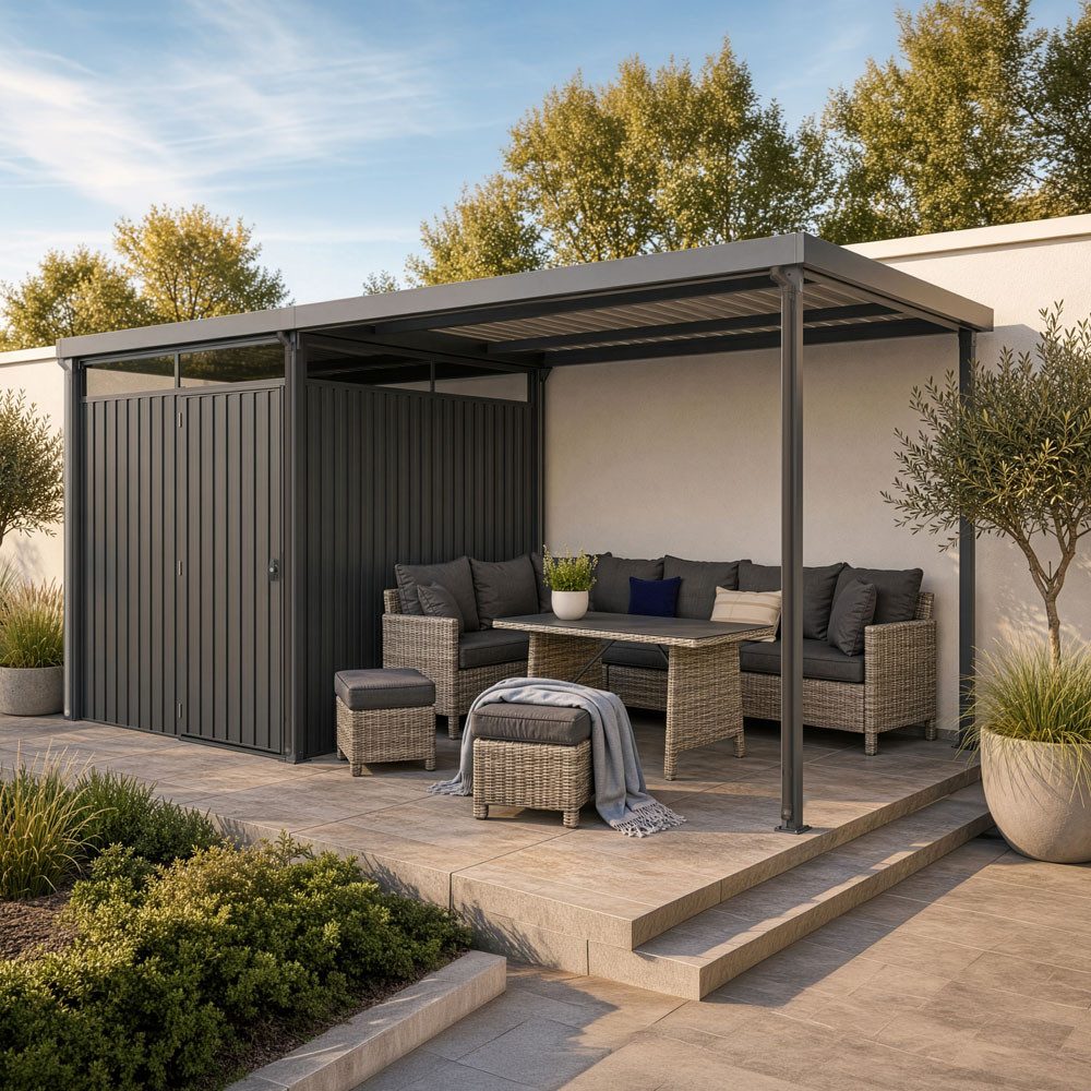 HOME DELUXE Terrasse Gartenhaus inkl. Überdachung LEVANTO