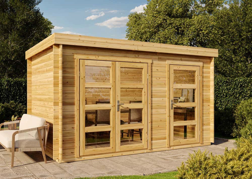 Alpholz Gartenhaus Holz Paloma Grande Natur Inkl. Boden 28mm Wandstärke
