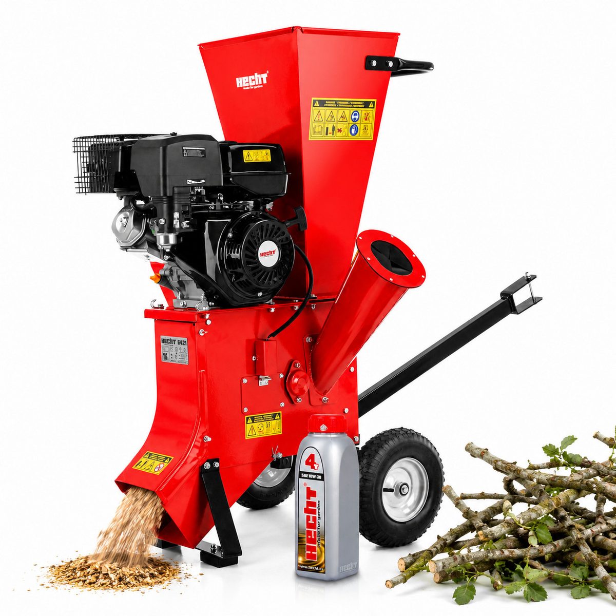 Hecht Messerhäcksler Gartenhäcksler Benzin 6421 Holz Häcksler Schredder