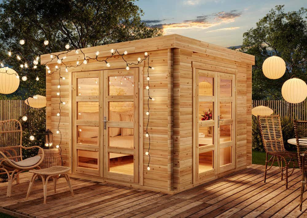 Alpholz Gartenhaus Holz Paloma Beach Natur Inkl. Boden 28mm Wandstärke