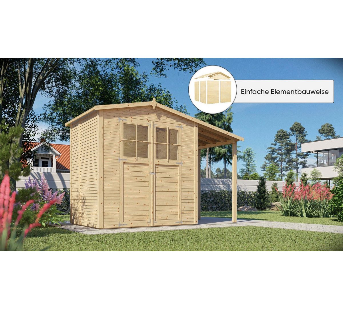 KONIFERA Gartenhaus Alto 2 PLUS Fineline Satteldach
