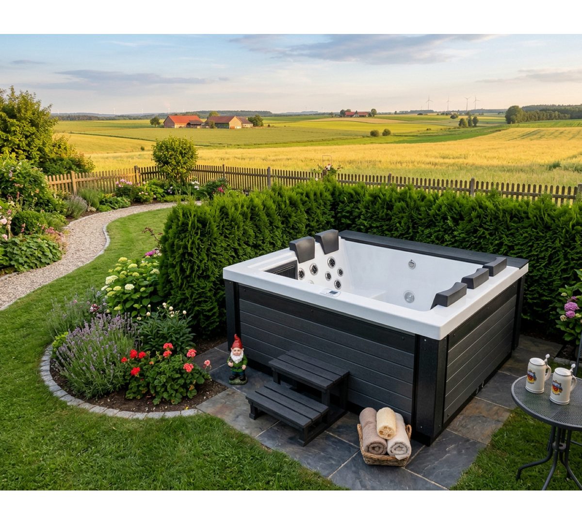 SPA Kompagniet Whirlpool Scandinavic Wood Art "Sylt" Outdoor Whirlpool 5P 220x195cm