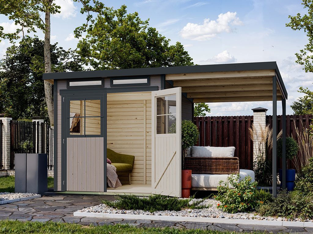 Karibu Gartenhaus KARIBU Gartenhaus mit Anbau Glücksberg 19 mm