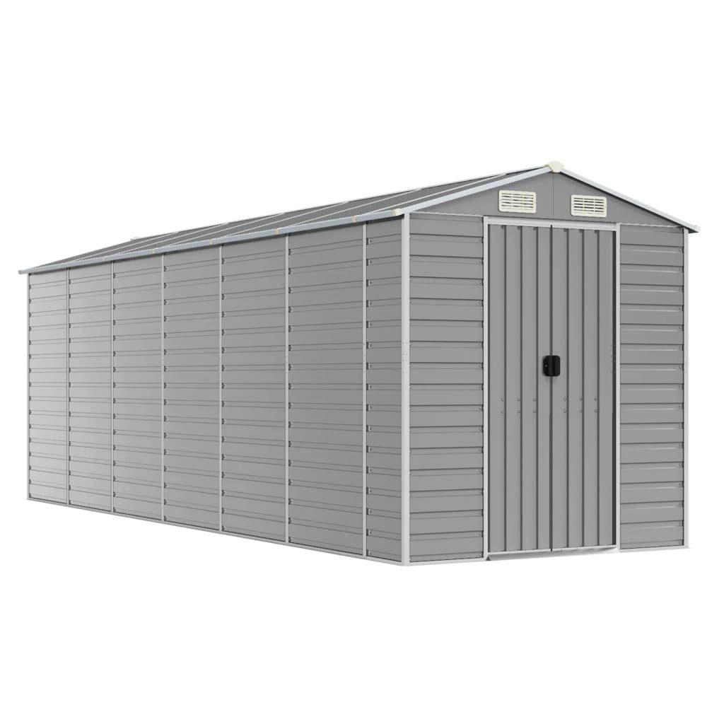 vidaXL Gartenhaus Gartenhaus Hellgrau 191 x 555 x 198 cm Verzinkter Stahl