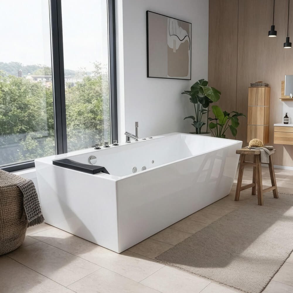 HOME DELUXE Whirlpool Badewanne mit ergonomischer Form BAKAL - 180 x 80 x 60 cm