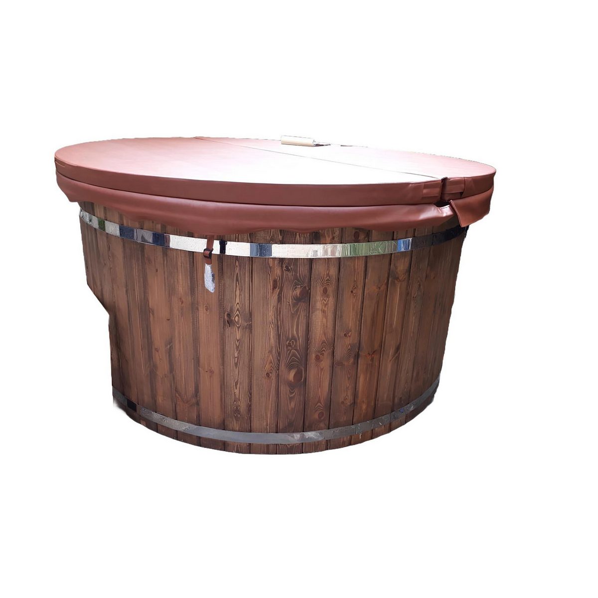 Xlmoebel Whirlpool-Badewanne Thermoholz Whirlpool mit externem Ofen und Holzfass