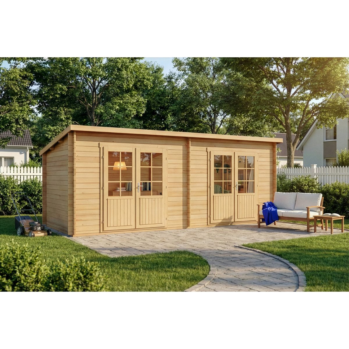 Alpholz Gartenhaus Holz Maria Twin Natur 28mm Wandstärke