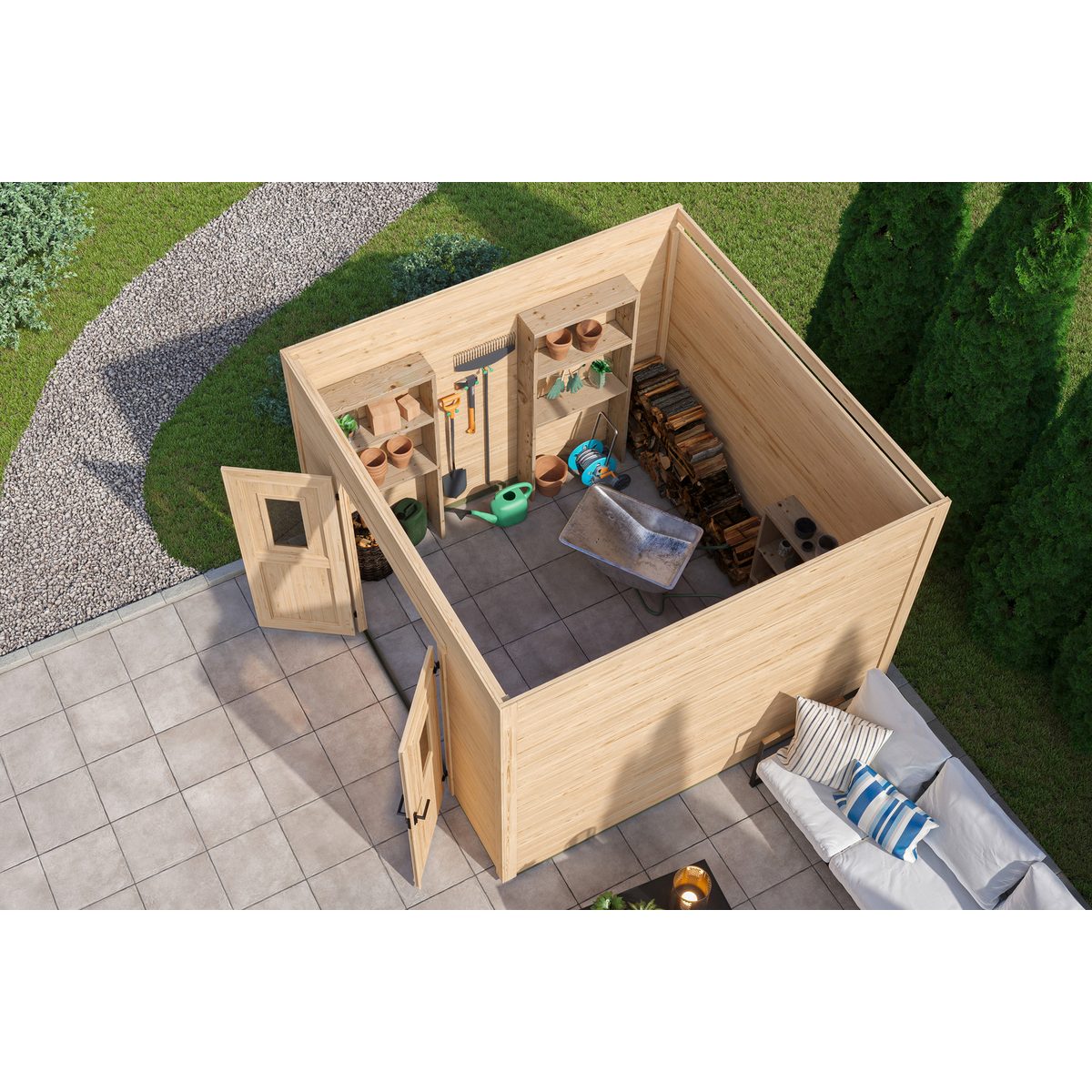 kleiner stilvoller Schuppen mit Flachdach
