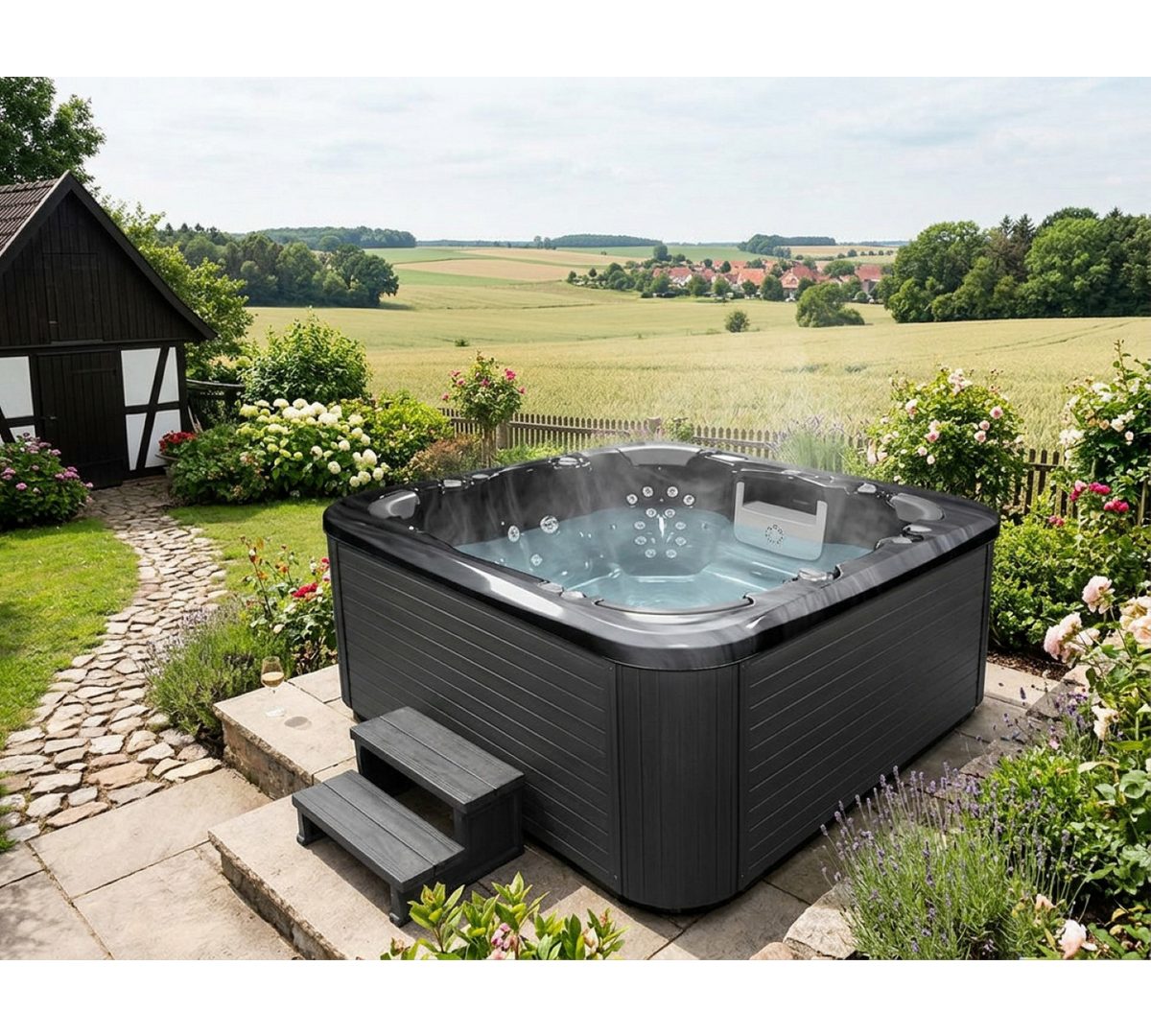 SPA Kompagniet Whirlpool Scandinavic Wood Art "Texel" Outdoor Whirlpool 8P 3 Filter 216×216 cm