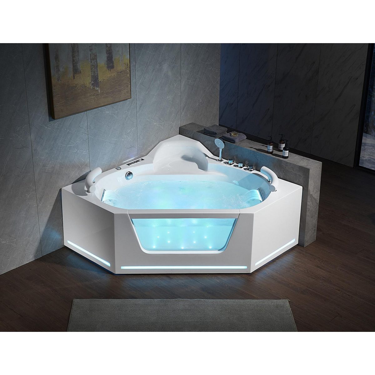 Xlmoebel Whirlpool Eckbadewanne mit Spa-Funktion und stilvollem Design