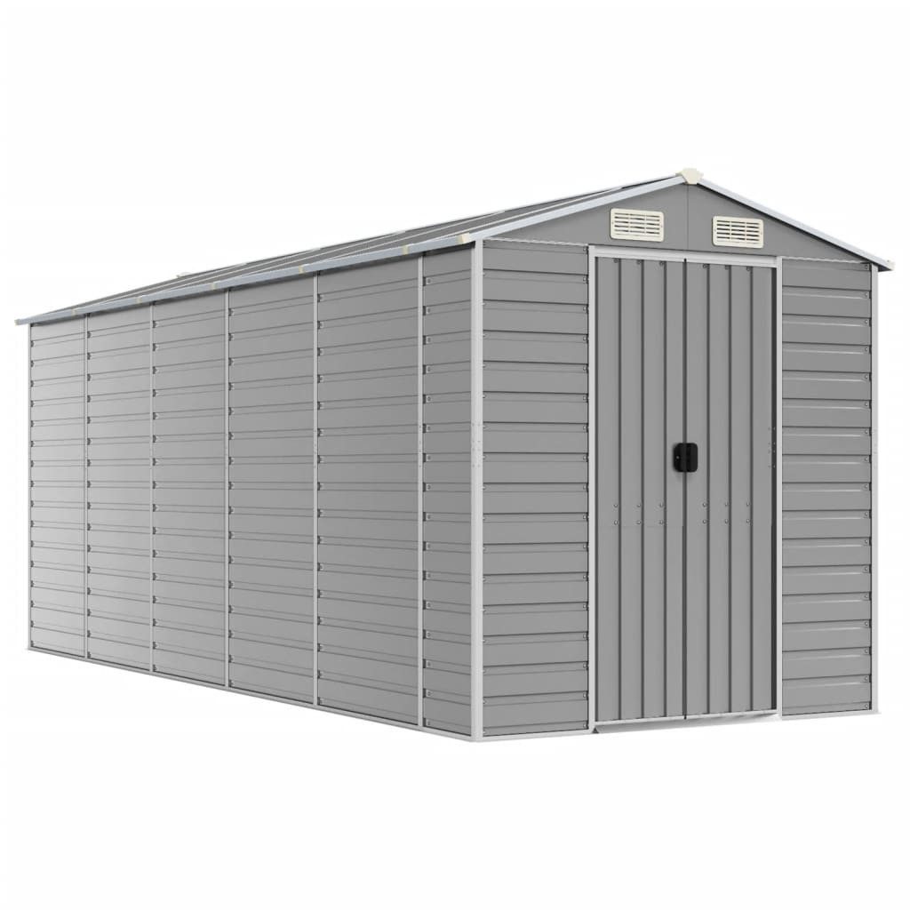 vidaXL Gartenhaus Gartenhaus Hellgrau 191 x 470 x 198 cm Verzinkter Stahl