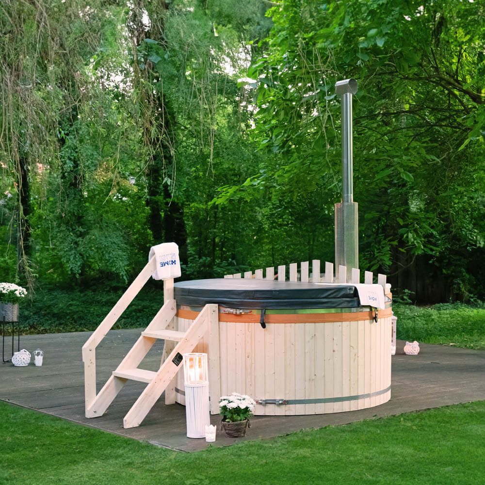 HOME DELUXE Badebottich Hot Tub / holzbefeuertes Badefass (210cm)